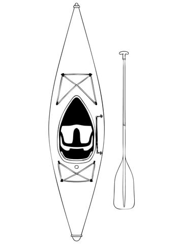 Kayak And Paddle Coloring Page